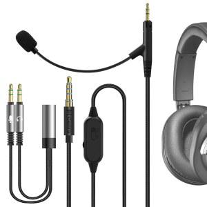 GEEKRIA 붐 마이크 헤드폰 케이블은 ATH-M70X/M50X/M40X와 호환되며 2.5MM 잭 나일론 꼬임 교체 케이블에 마이크와 볼륨/음소거 조절 기능이 있어 게임 및 회의에 적합합니다(5.6피트)