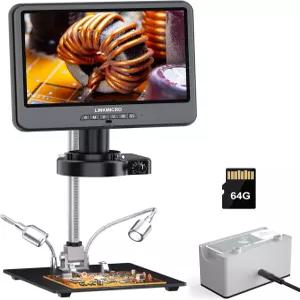 LM208S 4K HDMI Digital Microscope 0 for Electronics 56 LED Ring Light 500X Soldering Camera Adults