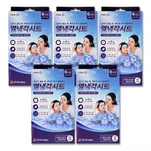 쿨가드 열냉각시트 (6매입) x 5개 어린이 성인 붙이는 빠른 쿨링케어 8시간 지속