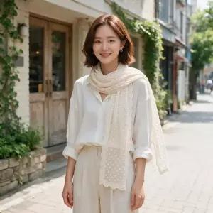 [하프클럽/]롱 스카프 도트 패턴 머플러 환절기 목 간절기 아이템 가을 겨울