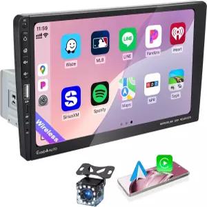 9 싱글DIN 무선 카플레이 안드로이드 오토 차량용 터치 카스테레오 USB C RCA AUX 4채널