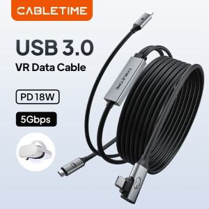 CABLETIME VR 링크 케이블 16FT18W 충전 기능 포함 Meta Quest 3S/3/2/Pro, Oculus Pico 4, PC Steam 호