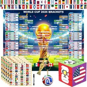 2026 월드컵 축구 경기 일정 브래킷 포스터 국가깃발 스티커 열쇠고리 큐브퍼즐 5종 세트 45x33