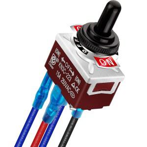 DAIERTEK 방수 역극성 스위치 12V 순간 토글 30A DC 모터 제어 RV 전원 잭 (ON)-OFF-(ON) DPDT 3 위치 4핀 유선 - 1개