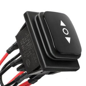 QTEATAK 6핀 (ON)-OFF-(ON) 방수 순간 극성 반전 스위치 | DC 12V 10A AC 110V-220V 3단 모터 제어 블랙 보트 로커 토글 및 와이어 KCD4-223-QT