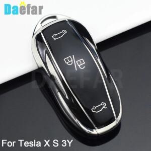 테슬라 모델 S 3 X TPU 자동차 원격 스마트 키커버 케이스 Fob 가방 쉘 홀더 체인 액세서리
