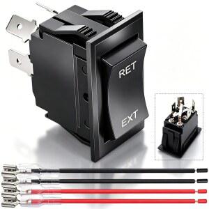 12V 역극성 스위치 순간 전원 잭 로커 DC 모터 제어 DPDT 4핀(ON OFF ON) 20A 12볼트 및 배선 포함