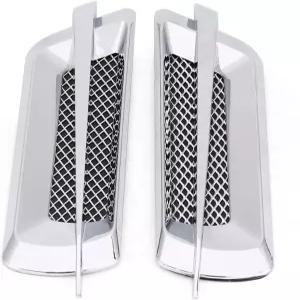 2pcs 카 사이드 에어 벤트 트림 커버 유니버설 메시 공기 흐름 펜더 흡기 그릴 네트 장식 스티커 실버