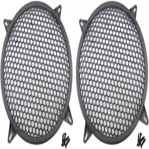 DGBRSM 2pcs 10인치 스피커 그릴 커버 ABS 메쉬 장착 나사 포함 플라스틱 스테이지 박스 외부 다리형