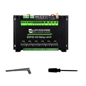 Waveshare ESP32-S3 와이파이 릴레이 모듈, 6CH, 블랙 ABS, 블루투스, RS485, 피코 인터페이스 지원