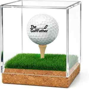 우드 베이스와 티가 포함된 골프공 진열 케이스 및 GolfFather 투명 아크릴 홀더 스탠드 방진 기념품 큐브