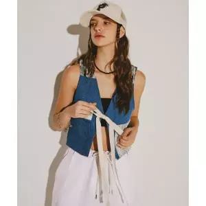 PAKKE 롱 스트랩 데님 베스트 2350918