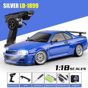 LD1899 911 1/18 RC 드리프트 카 GTR 2.4GHz RWD 자이로스코프 장착 도로용 합금 차체 원격 조종 레이싱 선