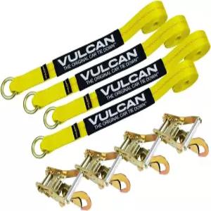 라쳇이 포함된 VULCAN 자동차 림 타이 다운 시 - 2 x 44 4개 세트 클래식 옐로우 3 300파운드 안전 작업