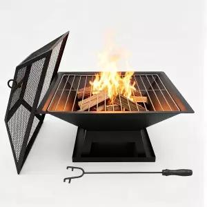 AmazStove 사각 화덕 19×19×15인치 스테인리스 스틸 무연 야외용 목재//펠릿 연료 2~4인용 중형 야외