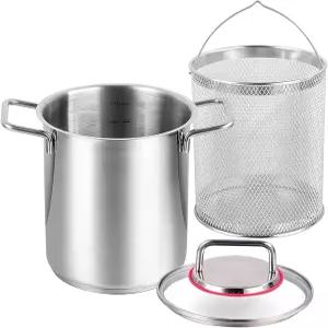 조이이 그리스 용기 304 스테인리스 스틸 필터 포트 및 프라이 바스켓 118.35oz/3.가정용 5L 다용도 튀김기