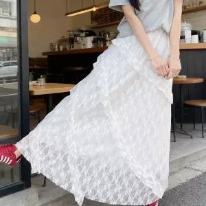 [하프클럽/]여성 롱스커트 레이스치마 하객룩 데이트룩 오피스룩 봄 여름