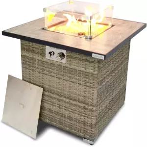 세린라이프 프로판 화덕 테이블 50 000 BTU CSA/ETL 인증 안전 견고한 위커 바닥 스테인리스 스틸 버너
