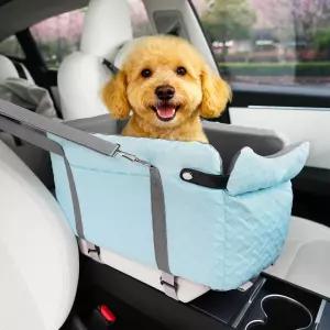 5파운드 미만 소형견용 볼피 센터 콘솔 카시트 블루 안전 리드와 높이 조절형 반려동물 부 시트 세탁