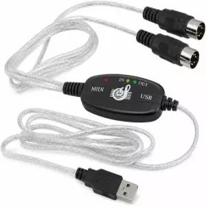 MIDI 케이블 to USB 5핀 변환 2m 블랙 전자 드럼 피아노