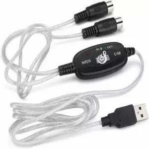MIDI to USB 변환 케이블 5핀 약 2m 블랙 전자 피아노 드럼 신시사이저 연결용