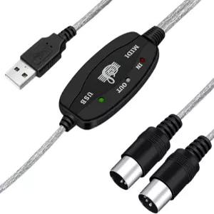 MIDI 케이블 변환 USB 5핀 원형 MIDIUSB 전자 드럼 피아노 음악 편집 녹음 내구성 즉시 및 연결을 위한