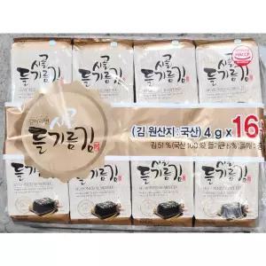 들기름도시락김 (4g x16입 64g) X10 식탁김/업소용포장/도시락김/업소용김/포장