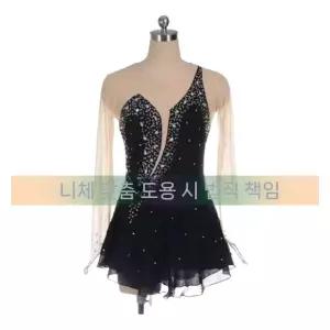 피겨 의류 프리사이즈 대회 피겨복 블랙 무용 의상 드레스