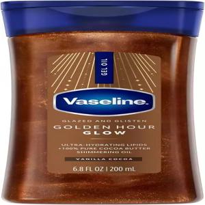 Vaseline Glazed and Glisten 골든 아워 바디 젤 오일 글로우 바닐라 코코아 쉬머링, 수분 공급 지질과 100