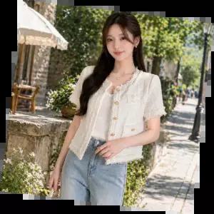 반팔트위드자켓 시원한 여름 스타일 간절기 오피스 룩 이너 자켓 패션 아이템