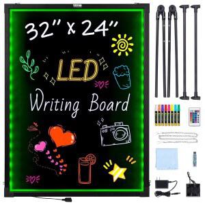 VEVOR 32 x24 LED 메시지 작성 보드 메뉴 표지판 조명이 있는 지우기 가능한 불이 켜진 칠판 형광 마커