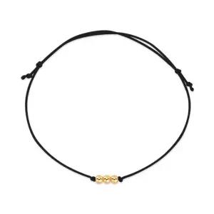 [비앤비골드] 당일발송 14K 3mm 미니 골드 3볼 실크끈 블랙 실팔찌 BHB42690