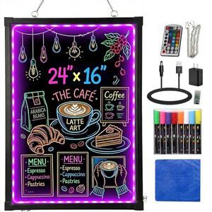 Slsy 24 x 16 LED 메시지 작성 보드 불이 켜진 칠판 표지판 메뉴 및 메시지를 위한 지우기 가능한 잉 네온