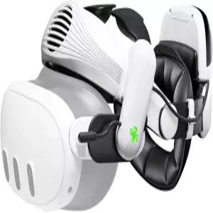 메타 퀘스트 3용 카웨이 헤드 스트랩 팬 포함 엘리트 조절 가능한 헤일로 교체품 VR 헤드셋 향상된 지지력