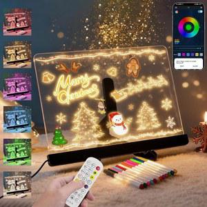 색상이 있는 LED 메모 보드 12 마커가 14 x10 릴 잉 드라이 이레이즈 음악 동기화 및 플래시 모드 카페 /