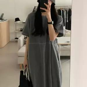 [아리엘스타일] 배색스티치 루즈핏 내추럴롱원피스 데인나원피스
