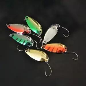 6 개/몫 3g 3.1cm 낚시 태클 미끼 금속 숟가락 Lure 대 한 송어 Bass Small 하드 Sequins Spinner Spoon