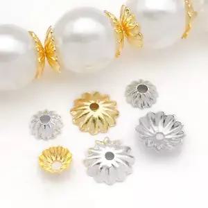 비즈에 대 한 20pcs 18K 진짜 골드 도금 황동 꽃 모자 DIY 팔찌 목걸이 쥬얼리에 금속 구슬 끝 액세서리