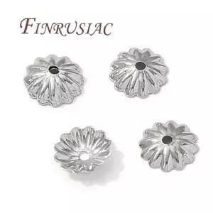 50Pcs 18K 골드 도금 스페이서 비드 캡 보석 만들기위한 6mm 꽃 엔드 팔찌 액세서리 용 분리기