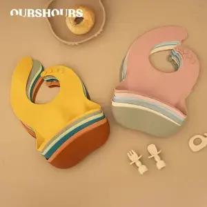 방수 실리콘 Bibs 소년을위한 포켓이있는 조정 가능한 먹는 턱받이 Anti-dirty Feeding Stuff BPA Free