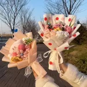 피규어 스타 커비 플러시 인형 장난감 창의적인 수제 꽃다발 발렌타인 졸업 생일 선물 위한