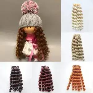 1pcs 20*100cm 모든 인형용 스크류 컬리 헤어 익스텐션 DIY 가발 내열성 섬유 웨프트