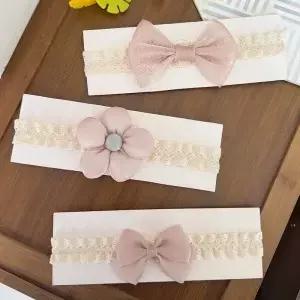 핑크 쉬폰 보우 머리띠 신생아 새틴 꽃 Bowknot Headwrap 나일론 Hairbow 공주 터번 헤어 밴드