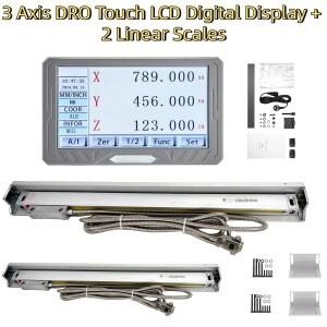 다국어 3 축 LCD 풀 터치 스크린 디지털 DRO 키트 SDS200S 판독 디스플레이 및 2PCS 5um 선형 유리 스케일