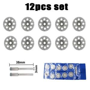 12pcs 세트 20mm 다이아몬드 톱날 드레멜 로터리 공구용 맨드릴 포함 미니 커팅 디스크
