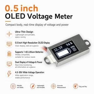 초소형 전압 배터리 레벨 미터 0.5인치 OLED 1S-6S 리튬 셀 백분율 표시기 디지털 모니터링 0-30V