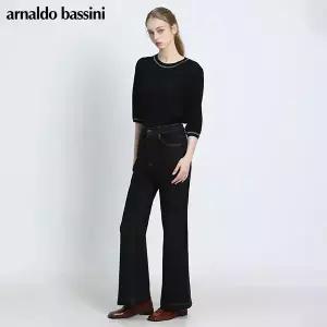 [아날도바시니(ARNALDO BASSINI)] 트윌스티치 논밴딩 부츠컷 블랙데님 (택가격 198000원)
