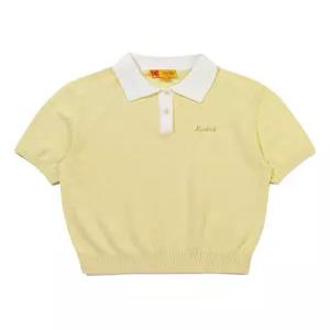 코닥 카라 배색 부클 반팔 니트 우먼 YELLOW 6402599