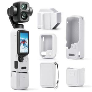 DJI 오즈모 포켓 4 프로 카메라 바디 렌즈 스크린 배터리 리모컨 커버용 실리콘 보호 케이스 세트 (스크린