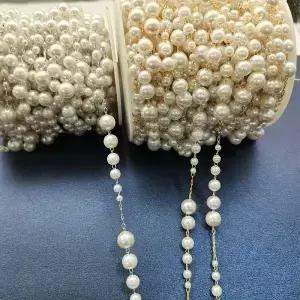 1 미터 모조 진주 페르시 체인 금속 구리 목걸이 귀걸이 팔찌 Jewerly 만들기 용품 Diy